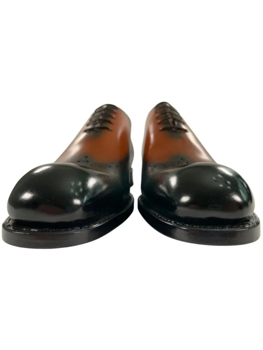 UGo Vasare Williams Green/Caramel Calfskin Oxford Shoes W/Dust Bags Men's Size 8